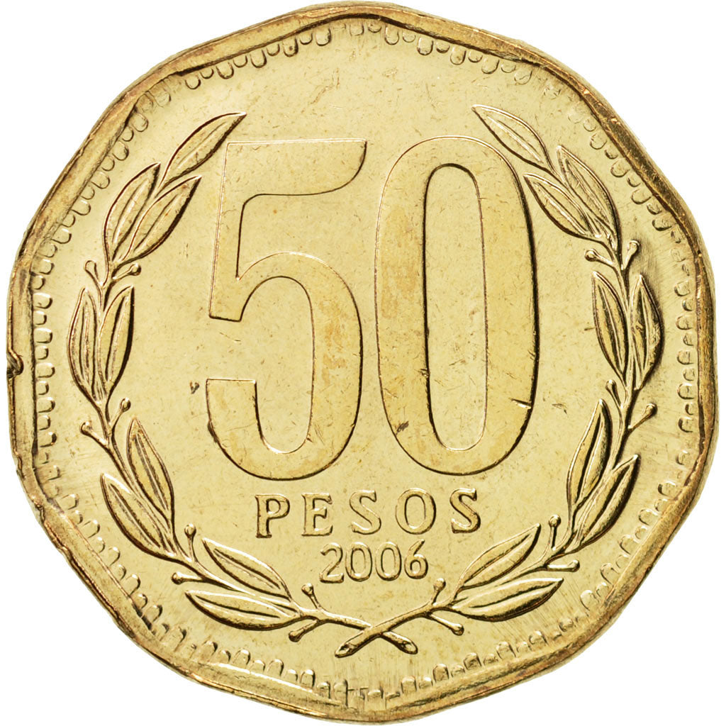 Chile, 50 Pesos, 2006, Santiago, MS(65-70), Aluminum-Bronze, KM:219.2