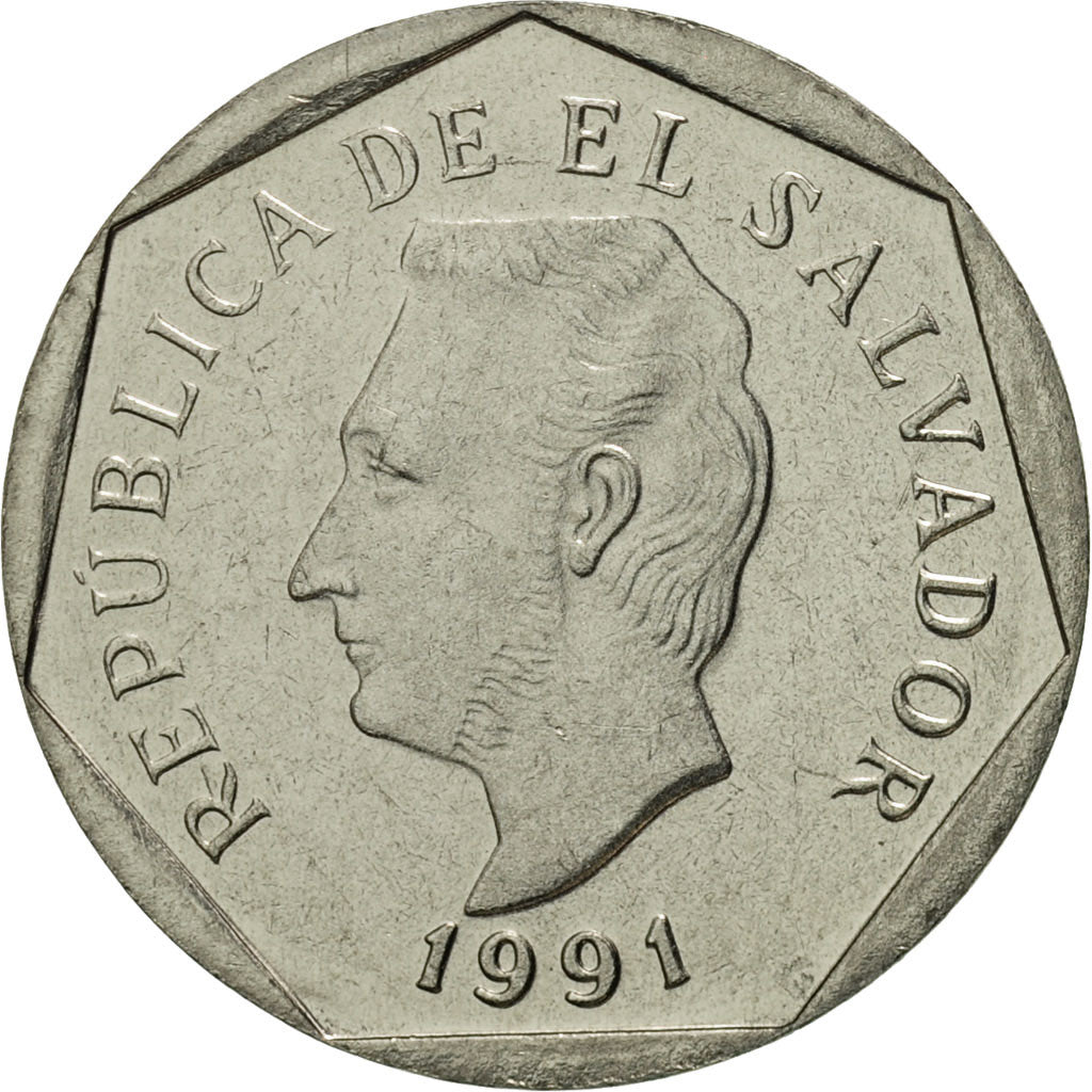 El Salvador, 5 Centavos, 1991, MS(65-70), Copper-Nickel Clad Steel, KM:154a