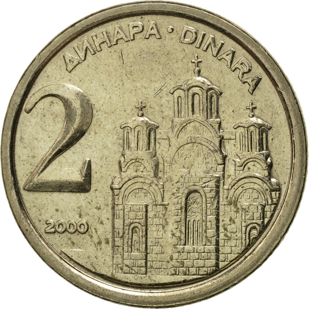 Yugoslavia, 2 Dinara, 2000, Belgrade, MS(65-70), Copper-Nickel-Zinc, KM:181