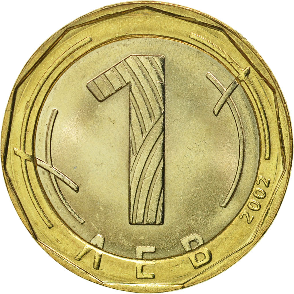 Moneda, Bulgaria, Lev, 2002, Sofia, FDC, Bimetálico, KM:254