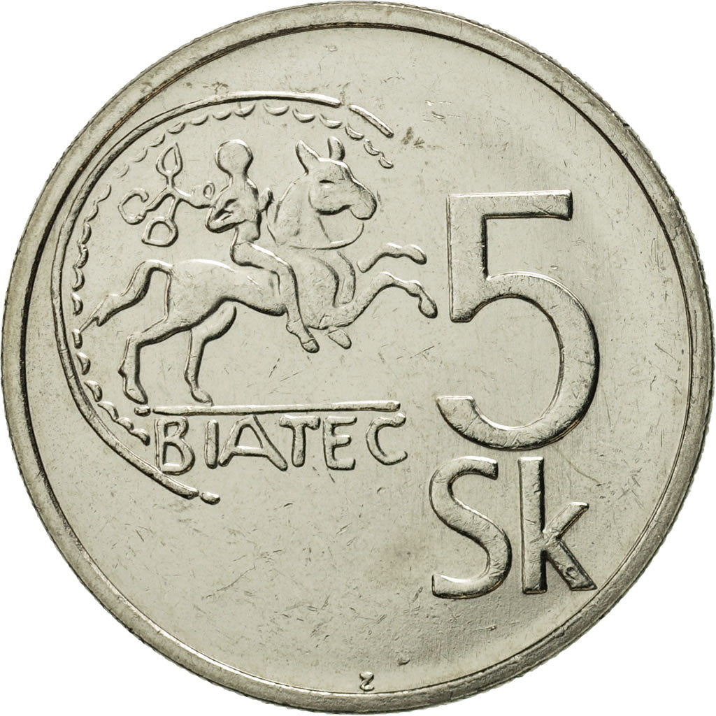Coin, Slovakia, 5 Koruna, 1993, MS(65-70), Nickel plated steel, KM:14