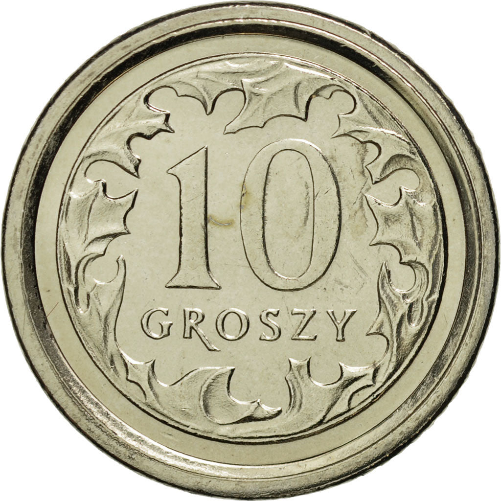 Moneda, Polonia, 10 Groszy, 2004, Warsaw, FDC, Cobre - níquel, KM:279