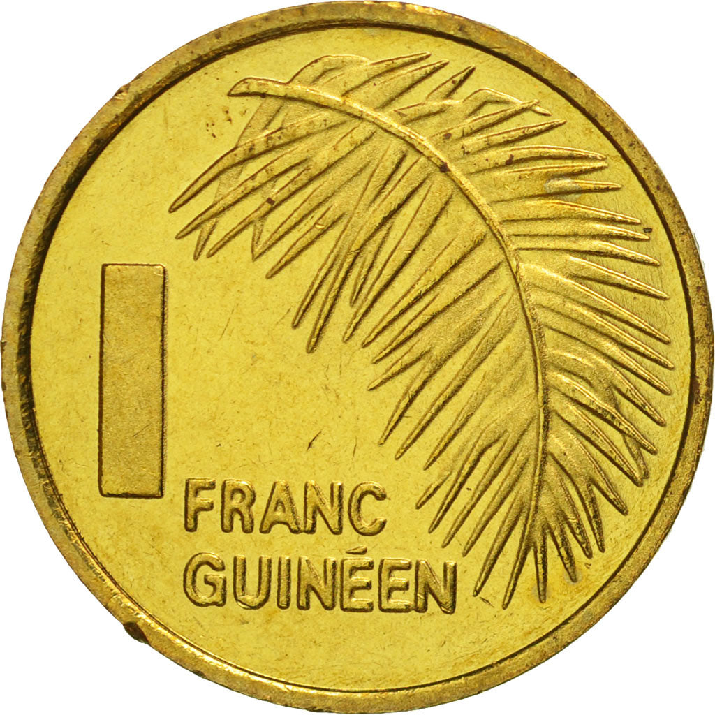Coin, Guinea, Franc, 1985, MS(65-70), Brass Clad Steel, KM:56