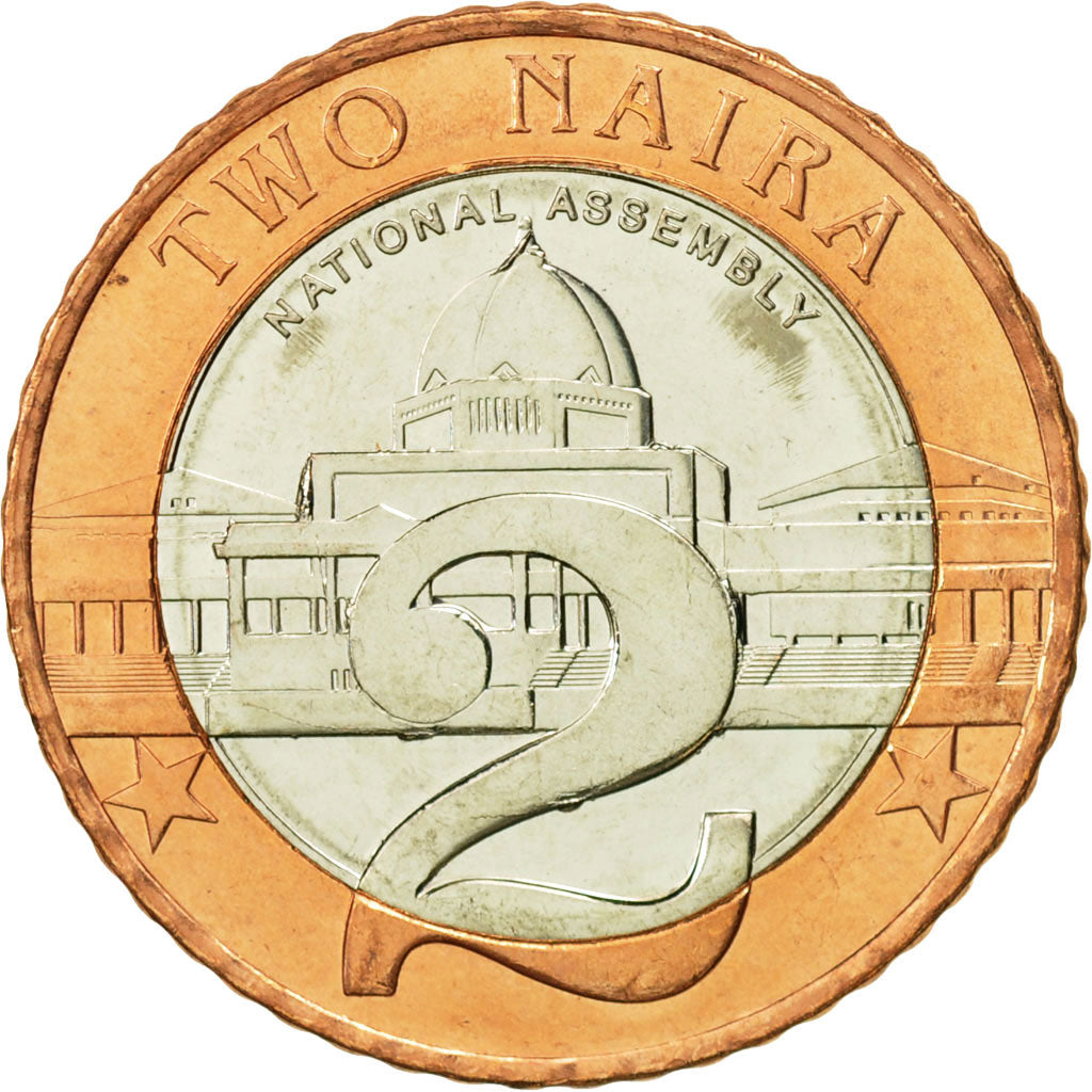 Nigeria, 2 Naira, 2006, MS(65-70), Bi-Metallic, KM:19