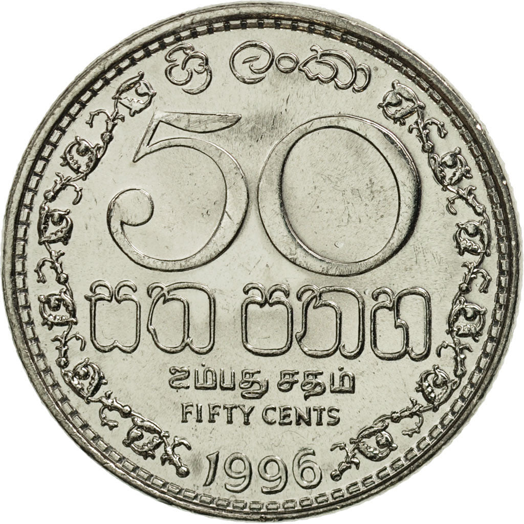 Coin, Sri Lanka, 50 Cents, 1996, MS(65-70), Nickel plated steel, KM:135.2a