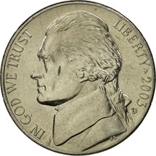 Coin, United States, Jefferson Nickel, 5 Cents, 2003, U.S. Mint, Denver