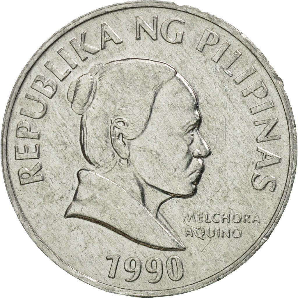 Coin, Philippines, 5 Sentimos, 1990, MS(65-70), Aluminum, KM:239