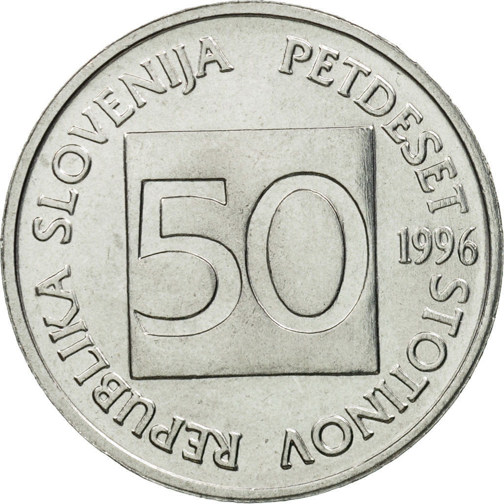 Coin, Slovenia, 50 Stotinov, 1996, MS(65-70), Aluminum, KM:3