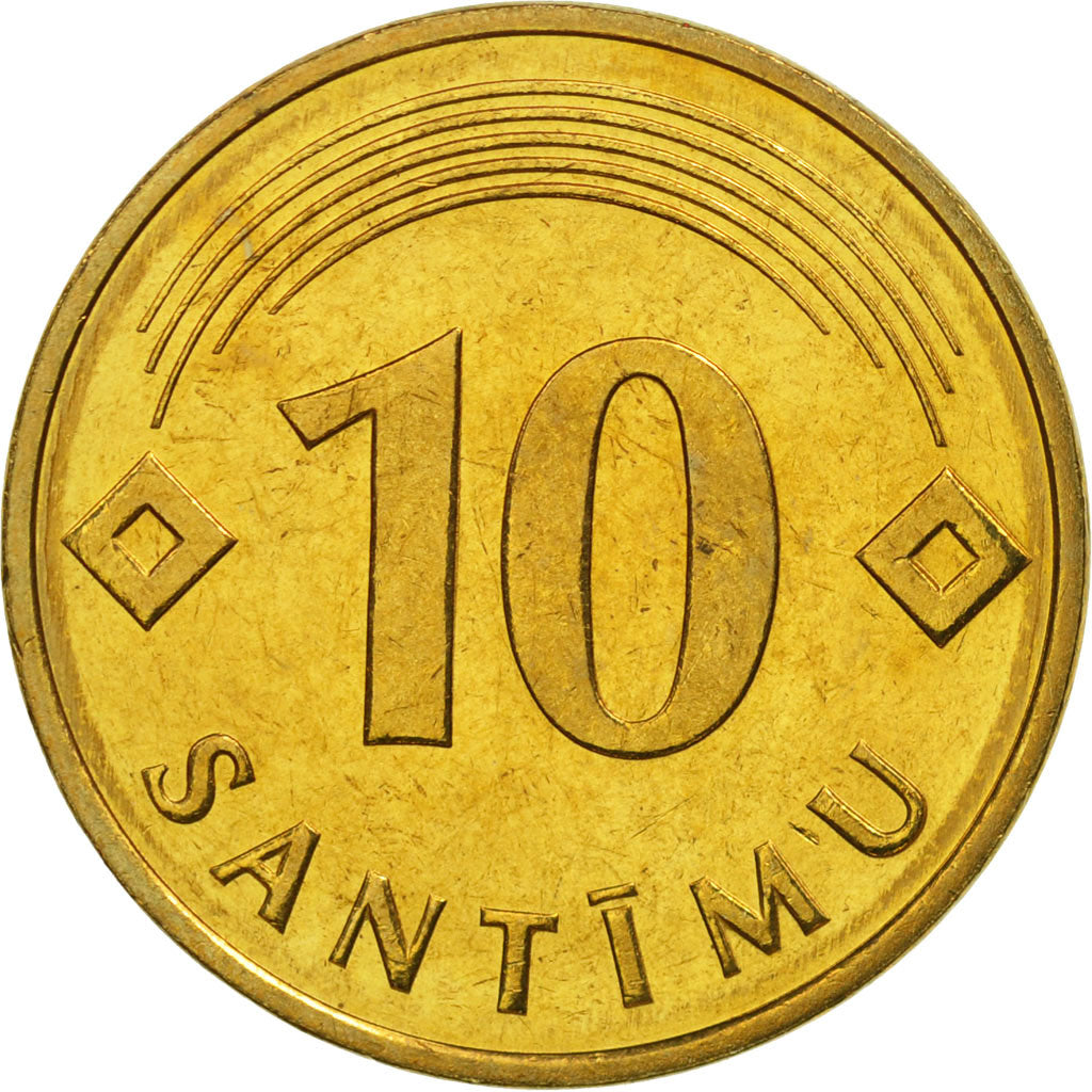 Coin, Latvia, 10 Santimu, 1992, MS(65-70), Nickel-brass, KM:17