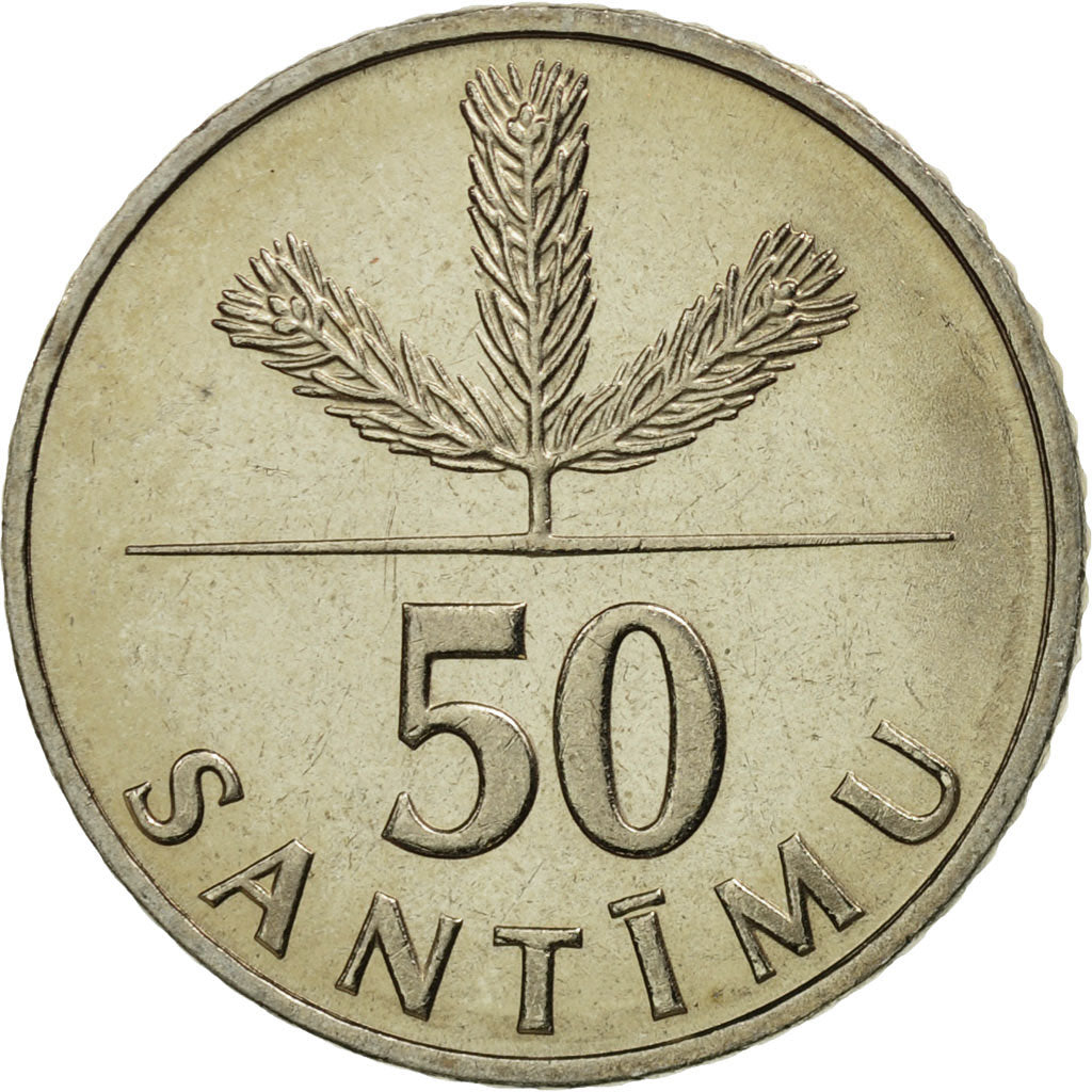 Coin, Latvia, 50 Santimu, 1992, MS(65-70), Copper-nickel, KM:13
