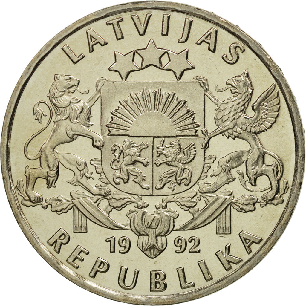 Coin, Latvia, Lats, 1992, MS(65-70), Copper-nickel, KM:12