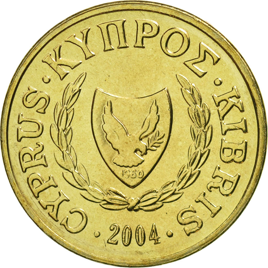 Coin, Cyprus, Cent, 2004, MS(65-70), Nickel-brass, KM:53.3