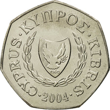 Moneta, Cypr, 50 Cents, 2004, MS(65-70), Miedź-Nikiel, KM:66