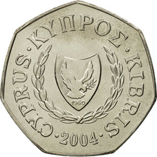 Coin, Cyprus, 50 Cents, 2004, MS(65-70), Copper-nickel, KM:66