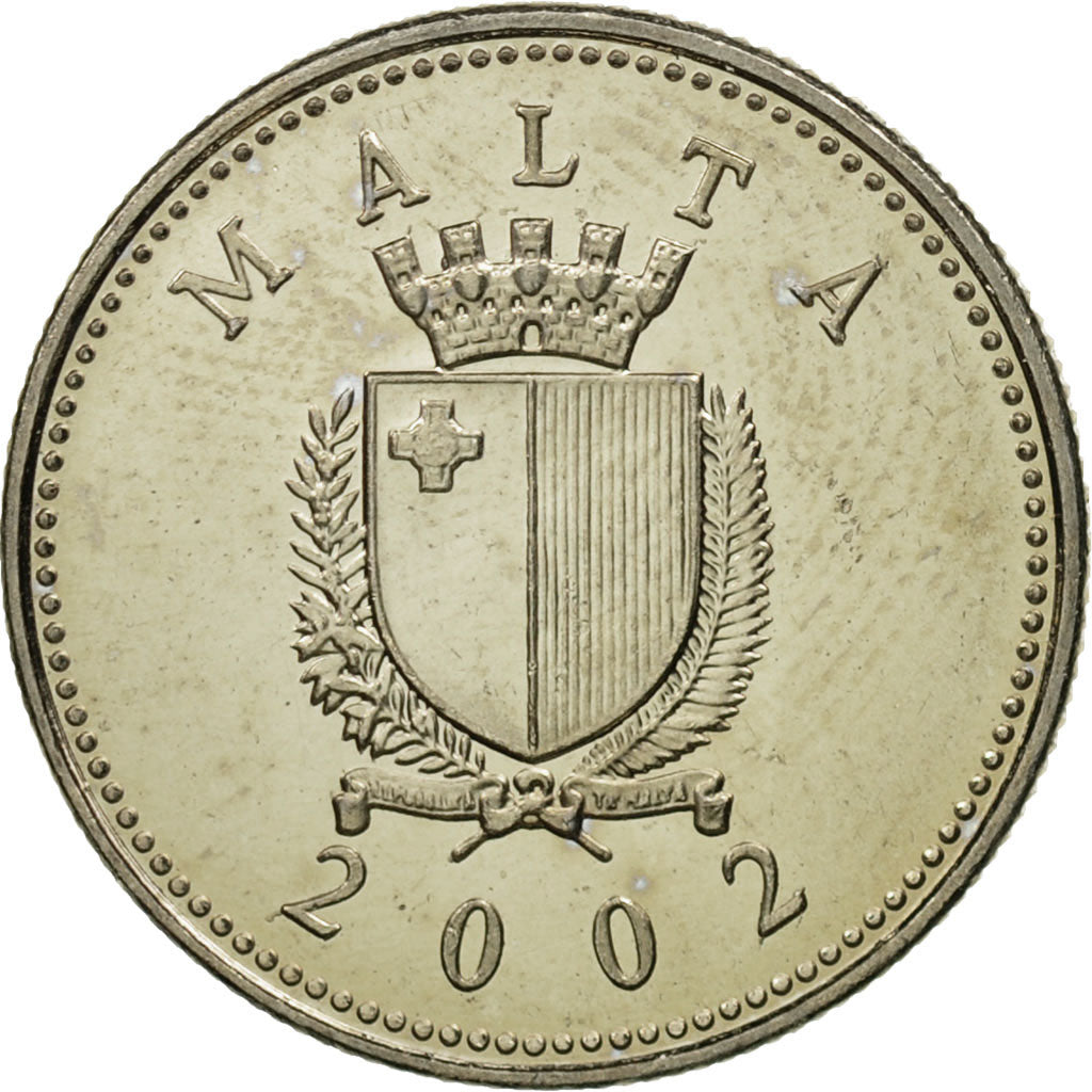 Coin, Malta, 2 Cents, 2002, MS(65-70), Copper-nickel, KM:94