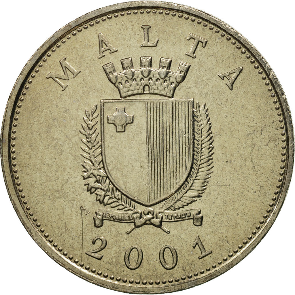 Coin, Malta, 25 Cents, 2001, Franklin Mint, MS(65-70), Copper-nickel, KM:97