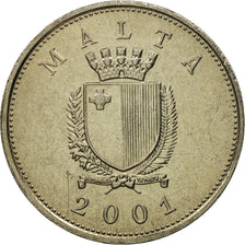 Coin, Malta, 25 Cents, 2001, Franklin Mint, MS(65-70), Copper-nickel, KM:97