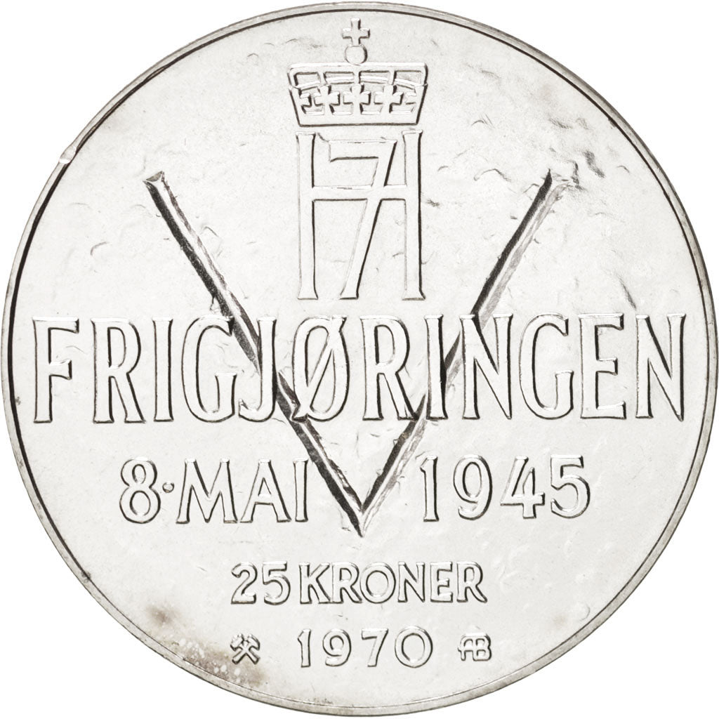NORWAY, 25 Kroner, KM #414, Silver, 39, 29.00