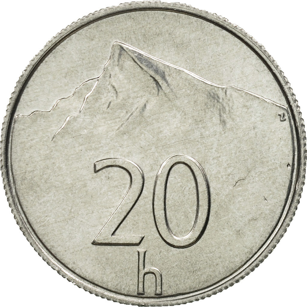 Coin, Slovakia, 20 Halierov, 2002, MS(65-70), Aluminum, KM:18