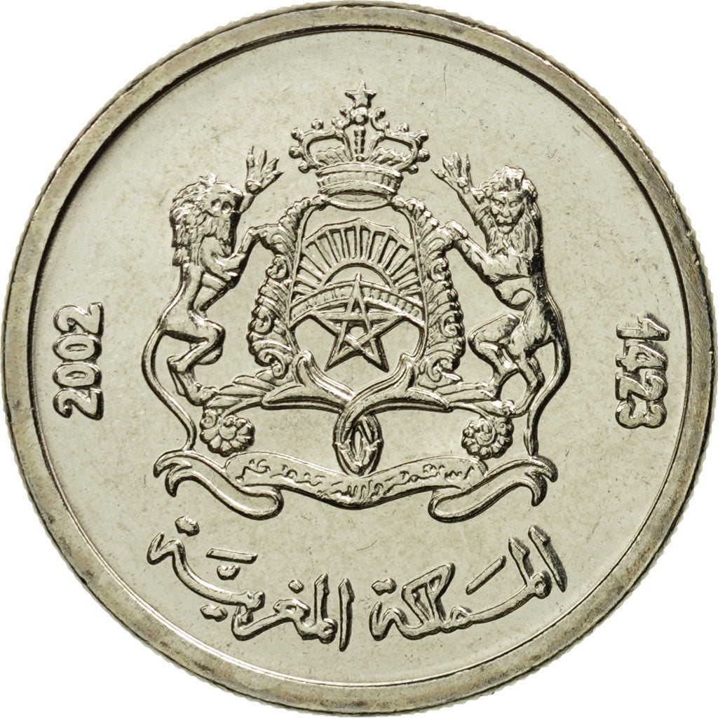 Coin, Morocco, Mohammed VI, 1/2 Dirham, 2002, MS(65-70), Copper-nickel, KM:116