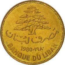 Lebanon, 25 Piastres, 1980, MS(65-70), Nickel-brass, KM:27.2