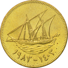 Moneda, Kuwait, Jabir Ibn Ahmad, 10 Fils, 1983, SC, Níquel - latón, KM:11