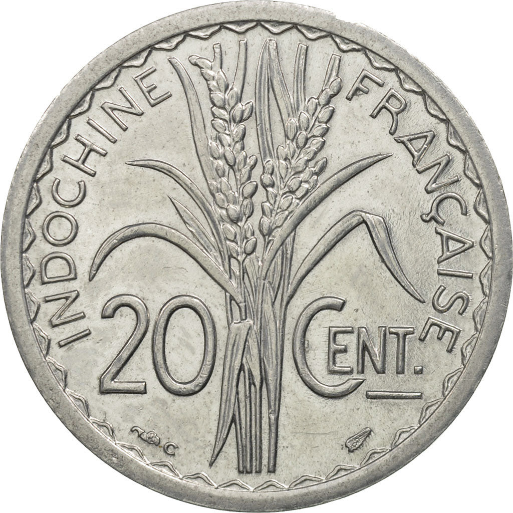 FRENCH INDO-CHINA, 20 Cents, 1945, Paris, STGL, Aluminium, KM:29.1