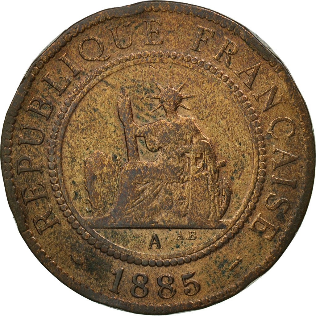FRENCH INDO-CHINA, Cent, 1885, Paris, VF(20-25), Bronze, KM:1