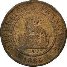 FRENCH INDO-CHINA, Cent, 1885, Paris, VF(20-25), Bronze, KM:1