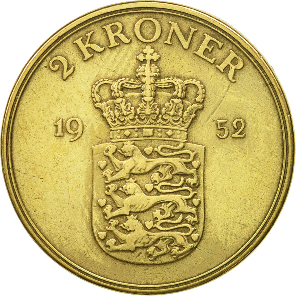 Denmark, Frederik IX, 2 Kroner, 1952, Copenhagen, MS(60-62), Aluminum-Bronze