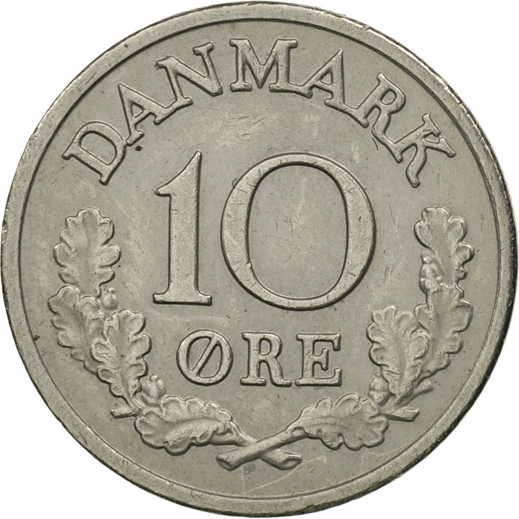 Coin, Denmark, Frederik IX, 10 Öre, 1969, Copenhagen, MS(60-62), Copper-nickel