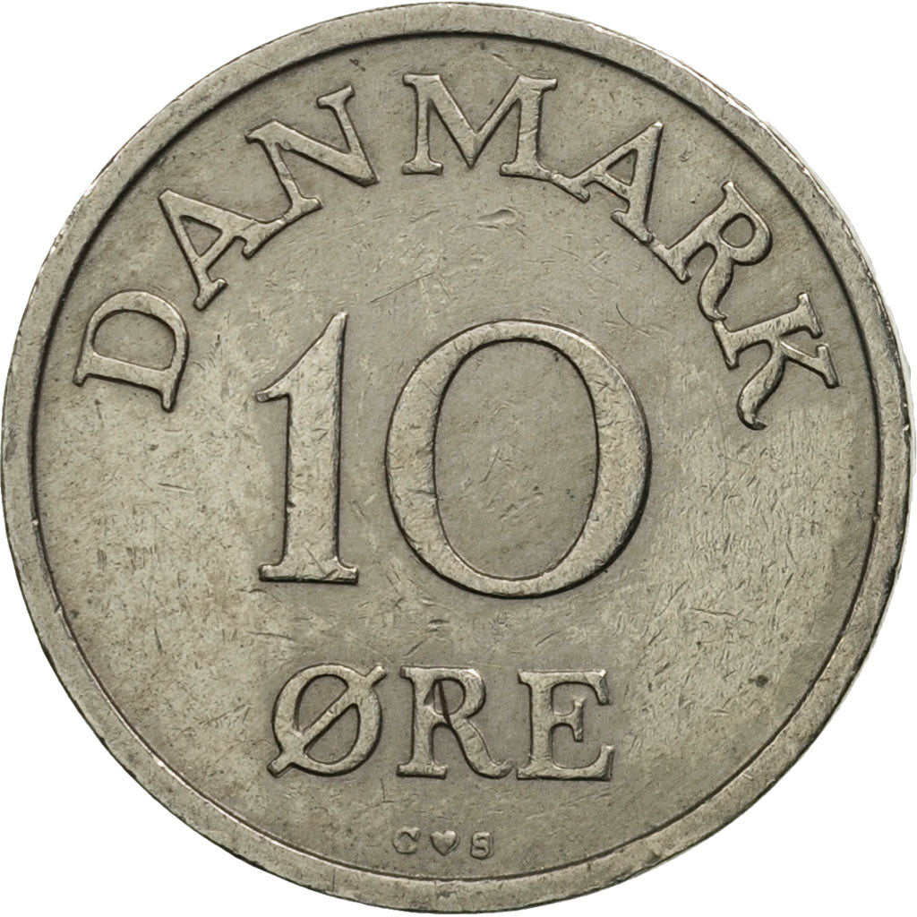 Coin, Denmark, Frederik IX, 10 Öre, 1957, Copenhagen, MS(60-62), Copper-nickel