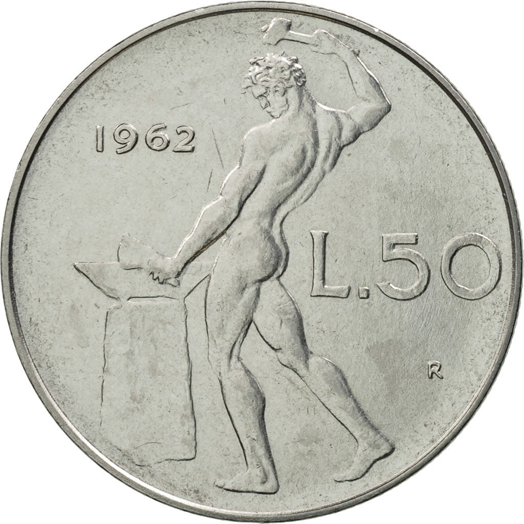 Coin, Italy, 50 Lire, 1962, Rome, MS(63), Stainless Steel, KM:95.1