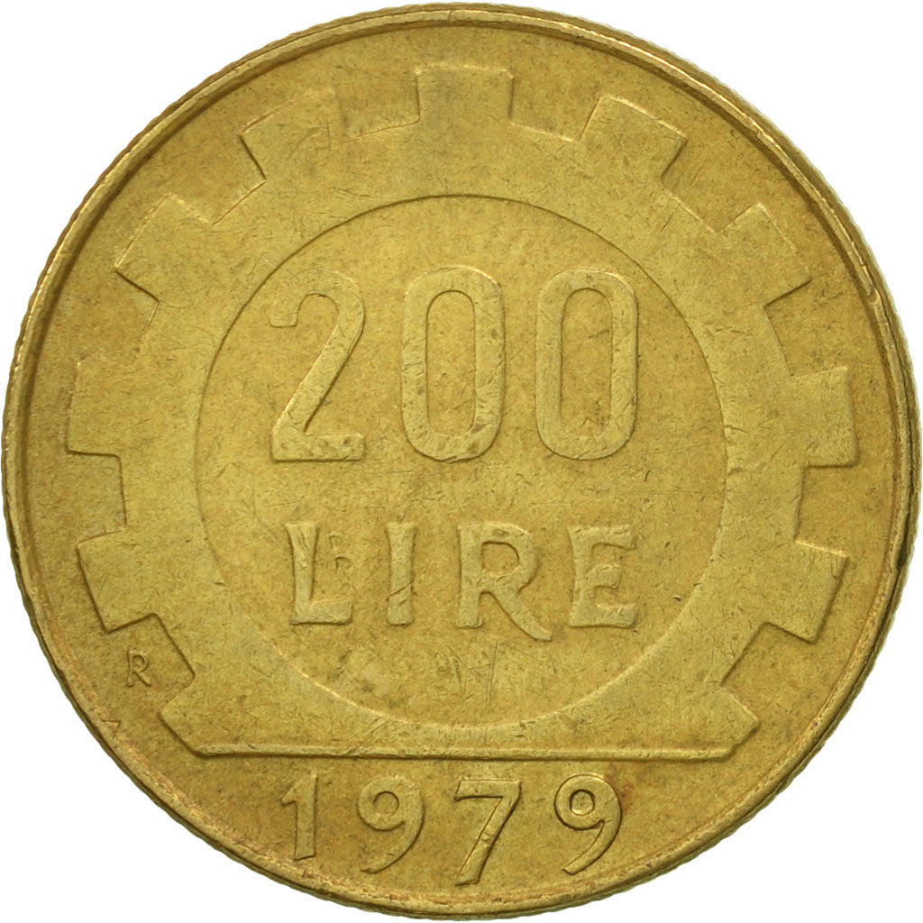 Coin, Italy, 200 Lire, 1979, Rome, MS(60-62), Aluminum-Bronze, KM:105