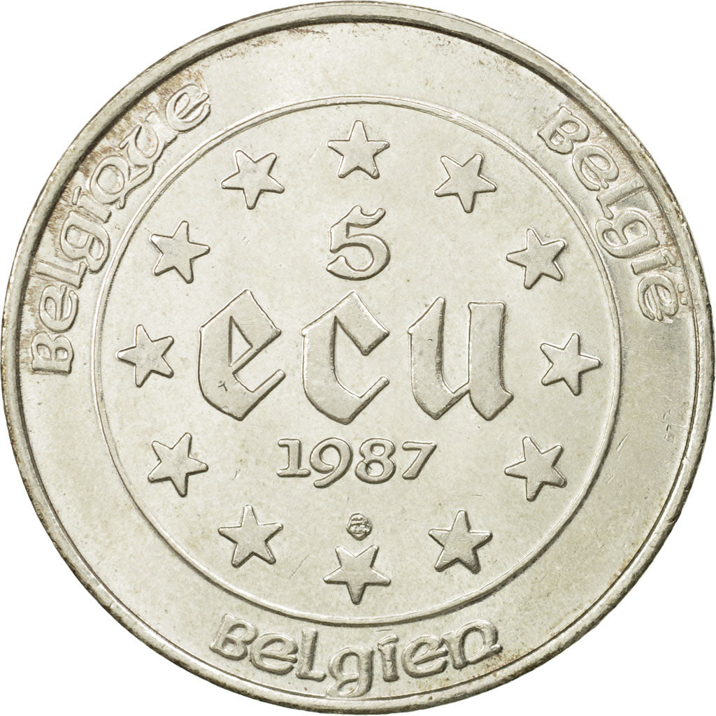 Belgien, 5 Ecu, 1987, UNZ, Silber, KM:166