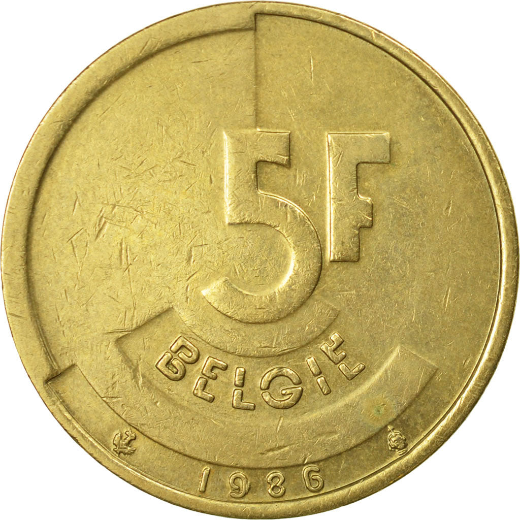 Moneda, Bélgica, 5 Francs, 5 Frank, 1986, MBC+, Brass Or Aluminum-Bronze