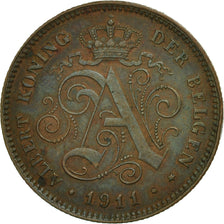 Belgium, Albert I, 2 Centimes, 1911, AU(50-53), Copper, KM:65