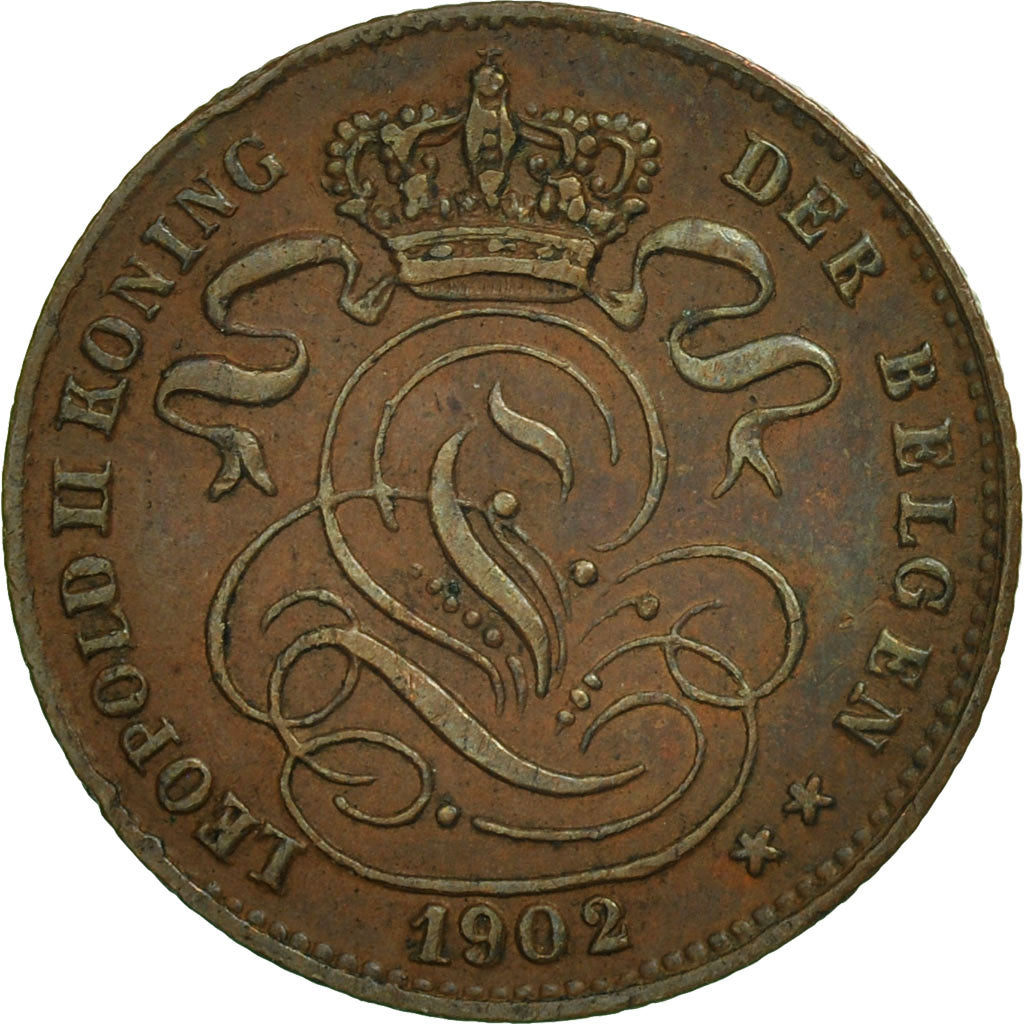 Coin, Belgium, Leopold II, Centime, 1902, AU(50-53), Copper, KM:34.1
