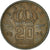 Moneda, Bélgica, 20 Centimes, 1954, BC+, Bronce, KM:146
