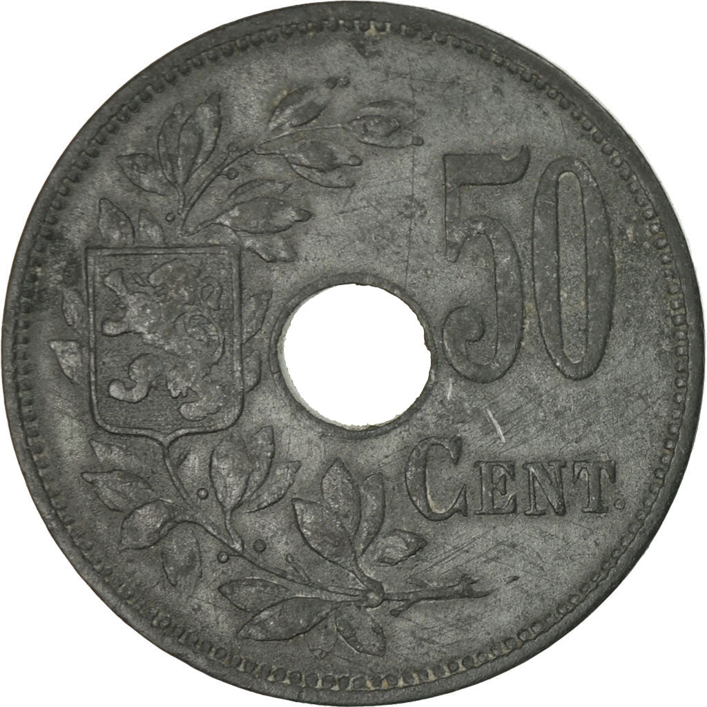 Belgium, 50 Centimes, 1918, VF(20-25), Zinc, KM:83
