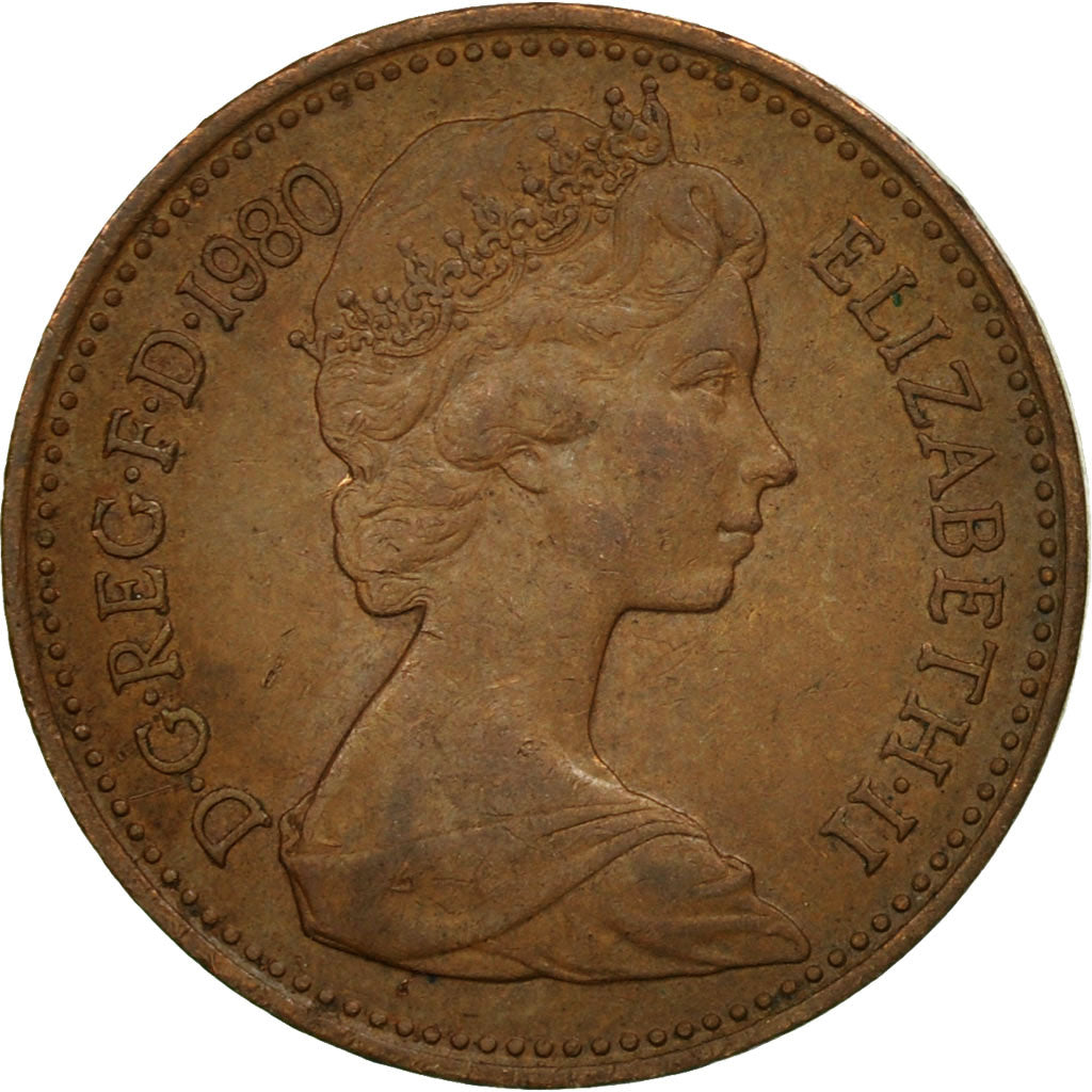 Coin, Great Britain, Elizabeth II, New Penny, 1980, VF(30-35), Bronze, KM:915