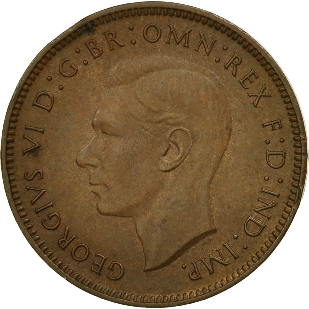 Moneda, Gran Bretaña, George VI, Farthing, 1946, BC+, Bronce, KM:843