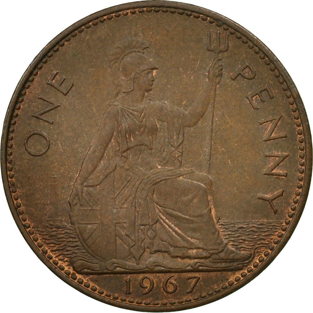 Coin, Great Britain, Elizabeth II, Penny, 1967, VF(30-35), Bronze, KM:897