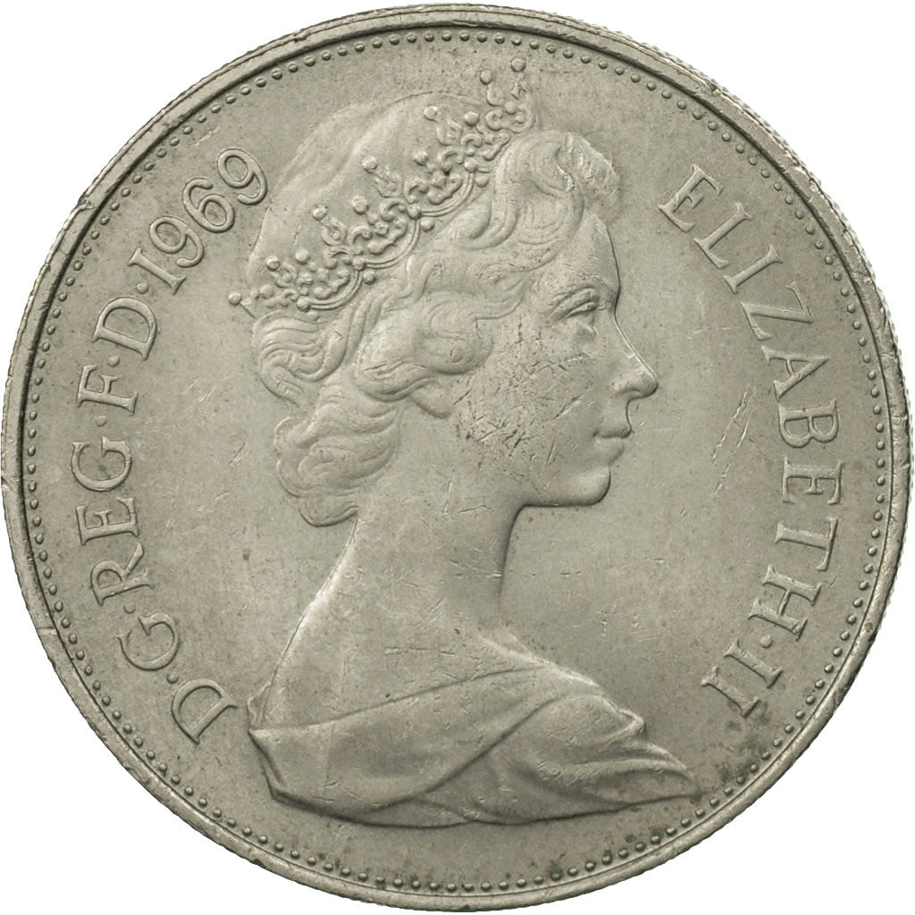 Coin, Great Britain, Elizabeth II, 10 New Pence, 1969, AU(55-58), Copper-nickel