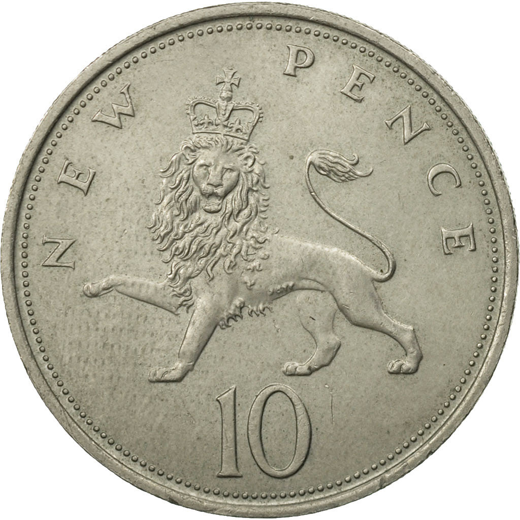 Coin, Great Britain, Elizabeth II, 10 New Pence, 1969, AU(55-58), Copper-nickel