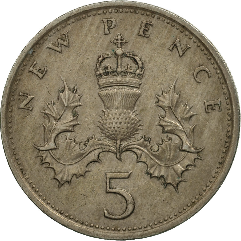 Münze, Großbritannien, Elizabeth II, 5 New Pence, 1980, VZ, Copper-nickel