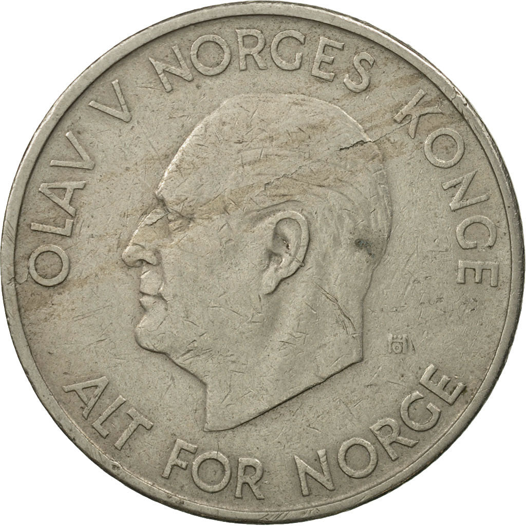 Coin, Norway, Olav V, 5 Kroner, 1964, AU(50-53), Copper-nickel, KM:412