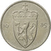 Coin, Norway, Olav V, 50 Öre, 1985, MS(63), Copper-nickel, KM:418
