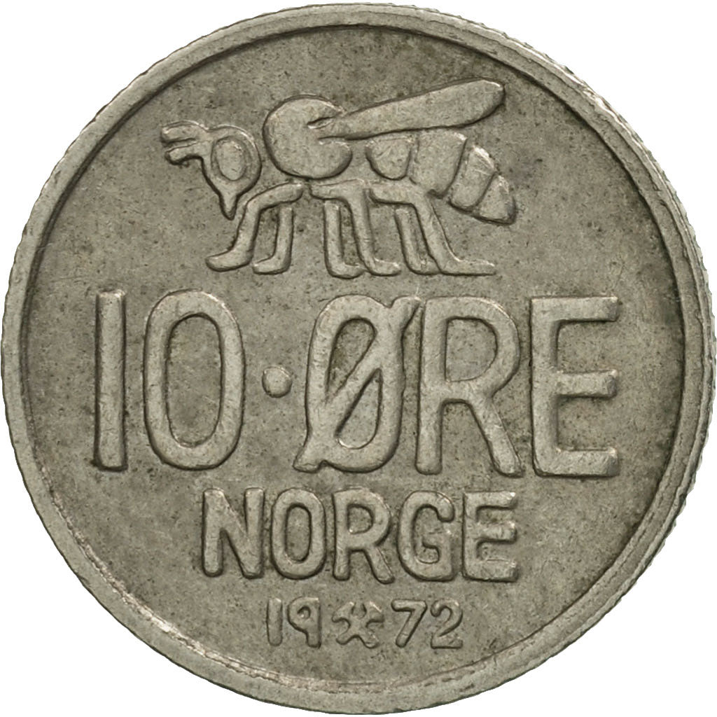 Münze, Norwegen, Olav V, 10 Öre, 1972, VZ, Copper-nickel, KM:411