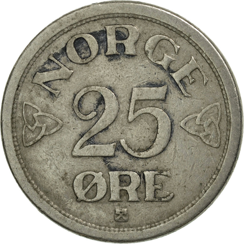 Coin, Norway, Haakon VII, 25 Öre, 1956, AU(50-53), Copper-nickel, KM:401
